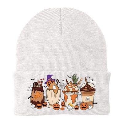 Corgi Fall Coffee Pumpkin Halloween Witch Knit Cap Winter Beanie