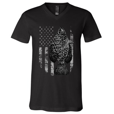 Crappie Flag Crappie Fishing Flag V-Neck T-Shirt