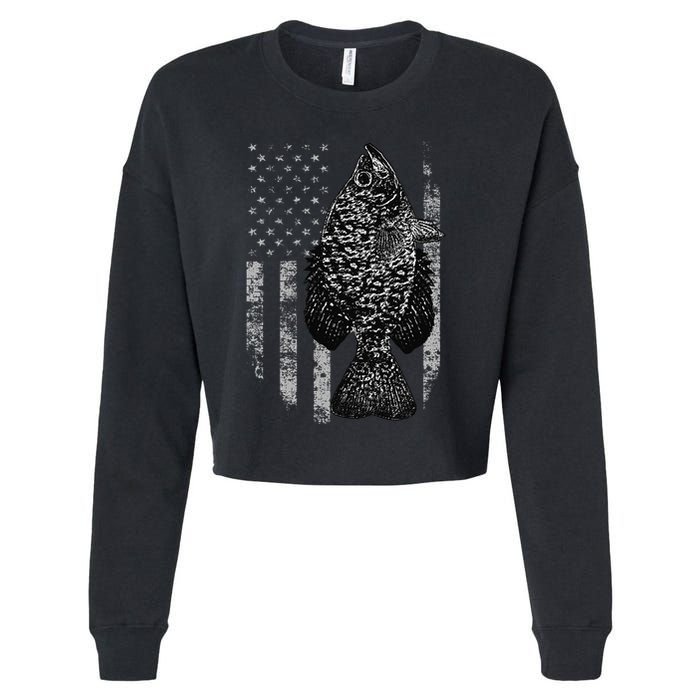 Crappie Flag Crappie Fishing Flag Cropped Pullover Crew
