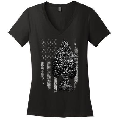 Crappie Flag Crappie Fishing Flag Women's V-Neck T-Shirt