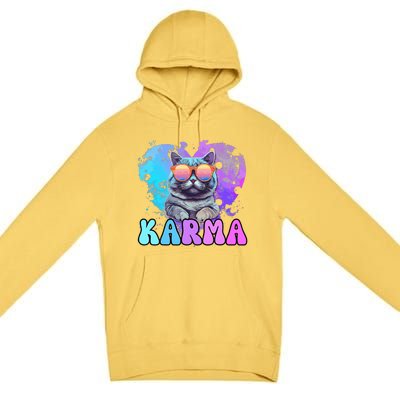 Cute Funny Cat Lover Heart Shape Karma Premium Pullover Hoodie