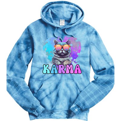 Cute Funny Cat Lover Heart Shape Karma Tie Dye Hoodie