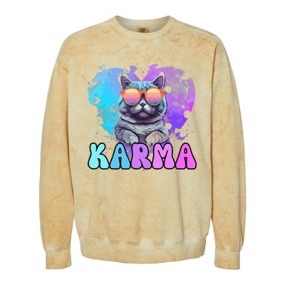 Cute Funny Cat Lover Heart Shape Karma Colorblast Crewneck Sweatshirt