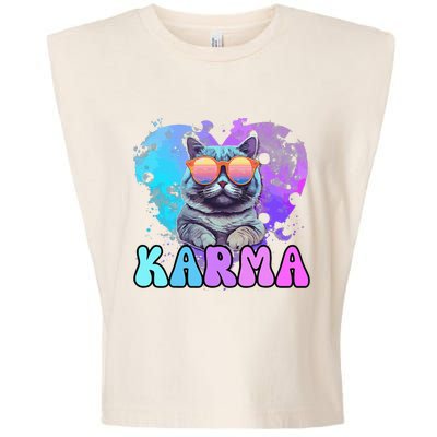 Cute Funny Cat Lover Heart Shape Karma Garment-Dyed Women's Muscle Tee