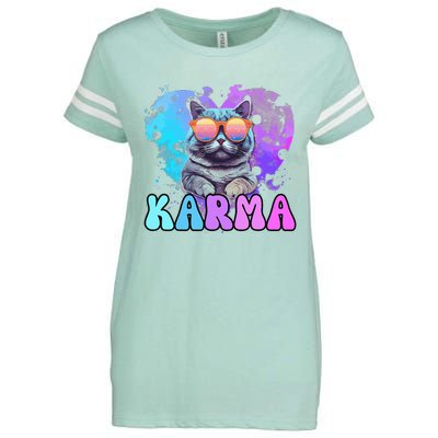 Cute Funny Cat Lover Heart Shape Karma Enza Ladies Jersey Football T-Shirt