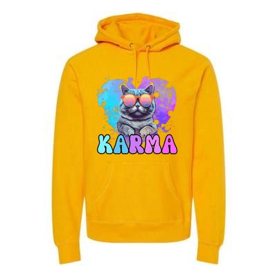 Cute Funny Cat Lover Heart Shape Karma Premium Hoodie