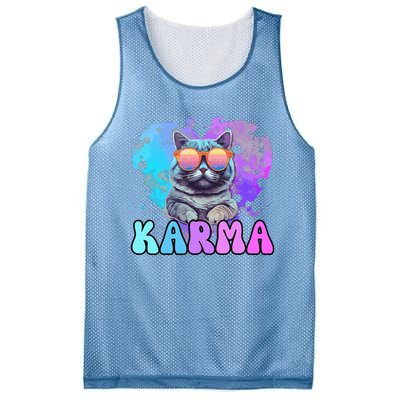 Cute Funny Cat Lover Heart Shape Karma Mesh Reversible Basketball Jersey Tank