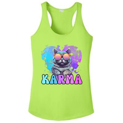 Cute Funny Cat Lover Heart Shape Karma Ladies PosiCharge Competitor Racerback Tank