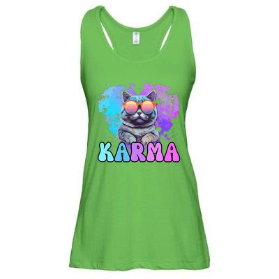 Cute Funny Cat Lover Heart Shape Karma Ladies Essential Flowy Tank