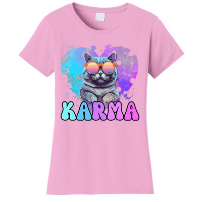 Cute Funny Cat Lover Heart Shape Karma Women's T-Shirt