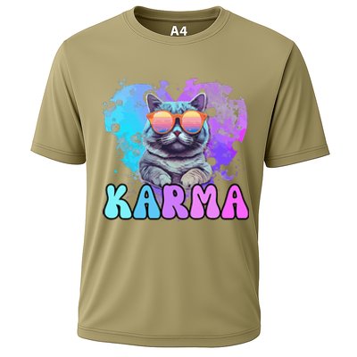 Cute Funny Cat Lover Heart Shape Karma Cooling Performance Crew T-Shirt