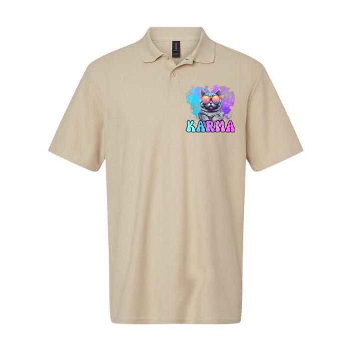 Cute Funny Cat Lover Heart Shape Karma Softstyle Adult Sport Polo