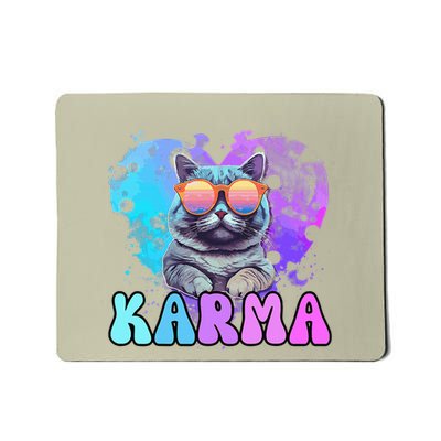 Cute Funny Cat Lover Heart Shape Karma Mousepad
