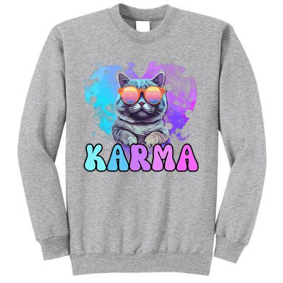 Cute Funny Cat Lover Heart Shape Karma Sweatshirt