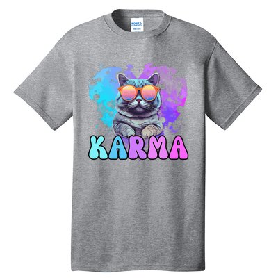 Cute Funny Cat Lover Heart Shape Karma Tall T-Shirt