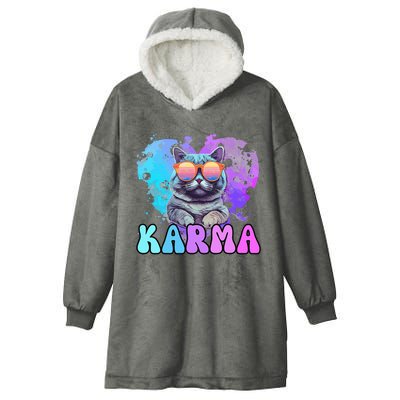 Cute Funny Cat Lover Heart Shape Karma Hooded Wearable Blanket