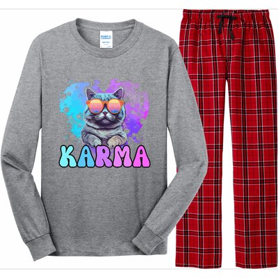 Cute Funny Cat Lover Heart Shape Karma Long Sleeve Pajama Set