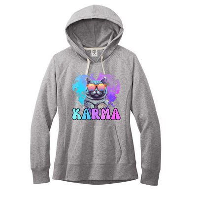 Cute Funny Cat Lover Heart Shape Karma Women's Fleece Hoodie