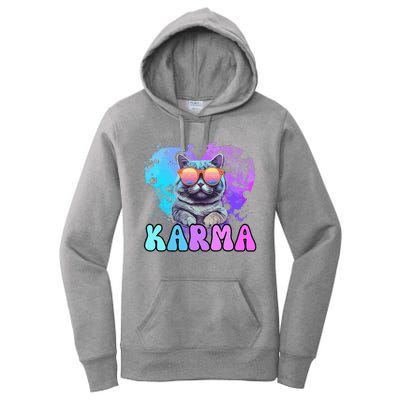 Cute Funny Cat Lover Heart Shape Karma Women's Pullover Hoodie