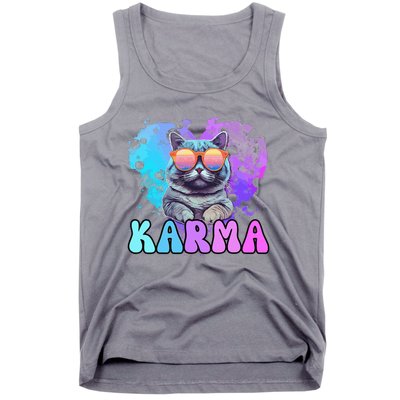 Cute Funny Cat Lover Heart Shape Karma Tank Top