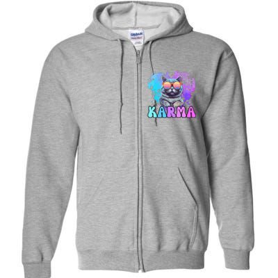 Cute Funny Cat Lover Heart Shape Karma Full Zip Hoodie