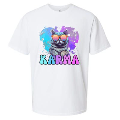 Cute Funny Cat Lover Heart Shape Karma Sueded Cloud Jersey T-Shirt