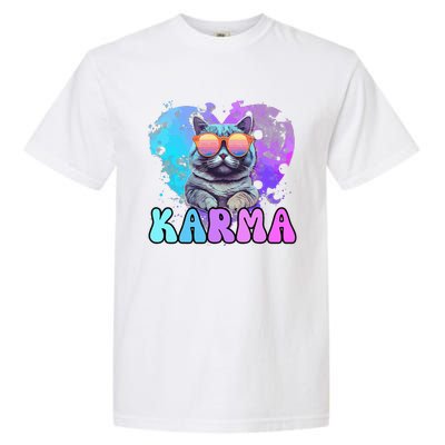 Cute Funny Cat Lover Heart Shape Karma Garment-Dyed Heavyweight T-Shirt