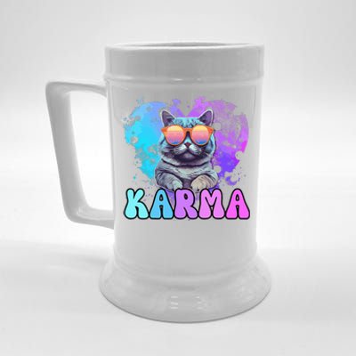 Cute Funny Cat Lover Heart Shape Karma Beer Stein