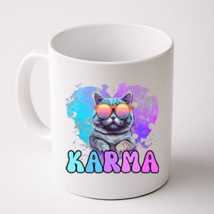 Cute Funny Cat Lover Heart Shape Karma Coffee Mug