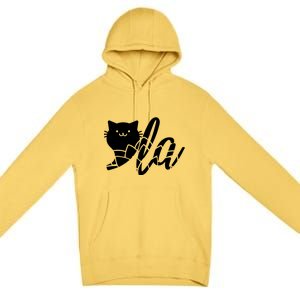 Cute Funny Comma La Cat Kamala Harris 2024 Lotus For Potus Premium Pullover Hoodie