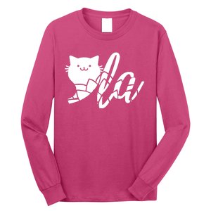 Cute Funny Comma La Cat Kamala Harris 2024 Lotus For Potus Long Sleeve Shirt