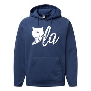 Cute Funny Comma La Cat Kamala Harris 2024 Lotus For Potus Performance Fleece Hoodie