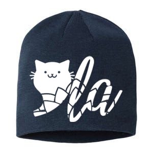 Cute Funny Comma La Cat Kamala Harris 2024 Lotus For Potus Sustainable Beanie