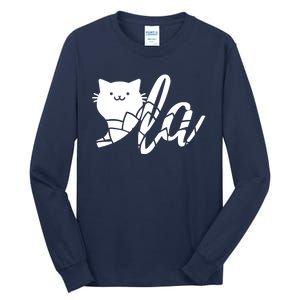 Cute Funny Comma La Cat Kamala Harris 2024 Lotus For Potus Tall Long Sleeve T-Shirt