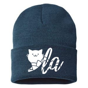 Cute Funny Comma La Cat Kamala Harris 2024 Lotus For Potus Sustainable Knit Beanie