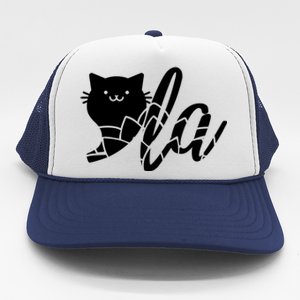 Cute Funny Comma La Cat Kamala Harris 2024 Lotus For Potus Trucker Hat