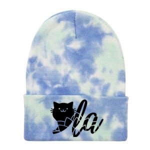 Cute Funny Comma La Cat Kamala Harris 2024 Lotus For Potus Tie Dye 12in Knit Beanie