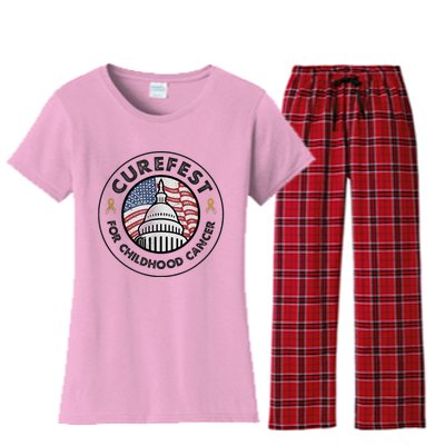 Curefest For Childhood Cancer 2024 Design 1 For Light Fabric Women's Flannel Pajama Set