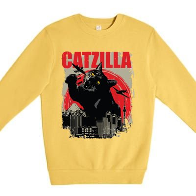 Catzilla Funny Cat Lover Kitten Kitty Short Sleeve Small Premium Crewneck Sweatshirt