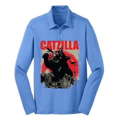 Catzilla Funny Cat Lover Kitten Kitty Short Sleeve Small Silk Touch Performance Long Sleeve Polo