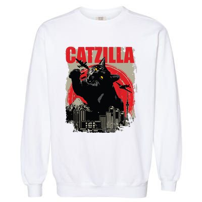 Catzilla Funny Cat Lover Kitten Kitty Short Sleeve Small Garment-Dyed Sweatshirt