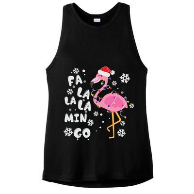 Christmas Flamingo Christmas Light Santa Hat Xmas Ladies PosiCharge Tri-Blend Wicking Tank