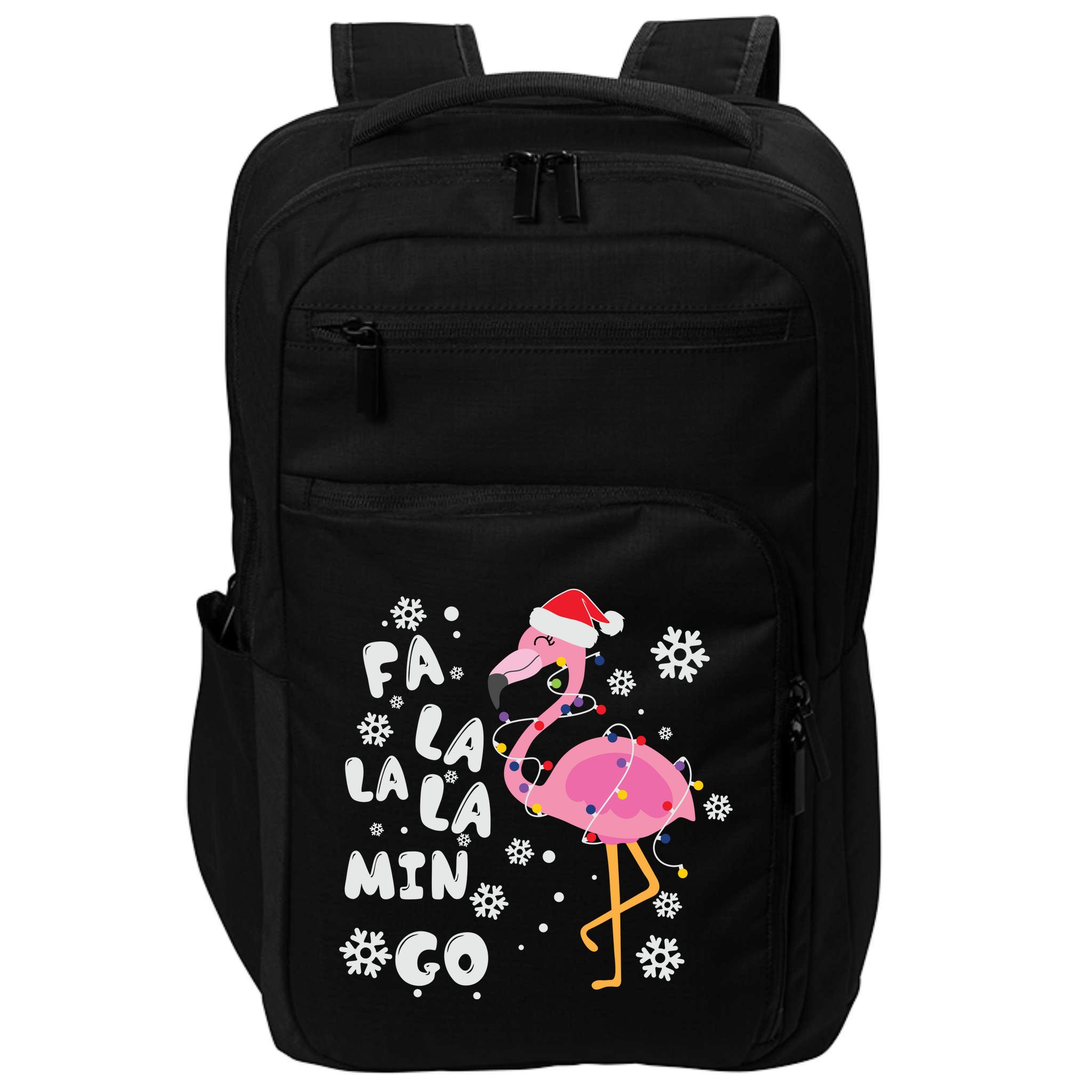 Christmas Flamingo Christmas Light Santa Hat Xmas Impact Tech Backpack