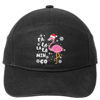 Christmas Flamingo Christmas Light Santa Hat Xmas 7-Panel Snapback Hat