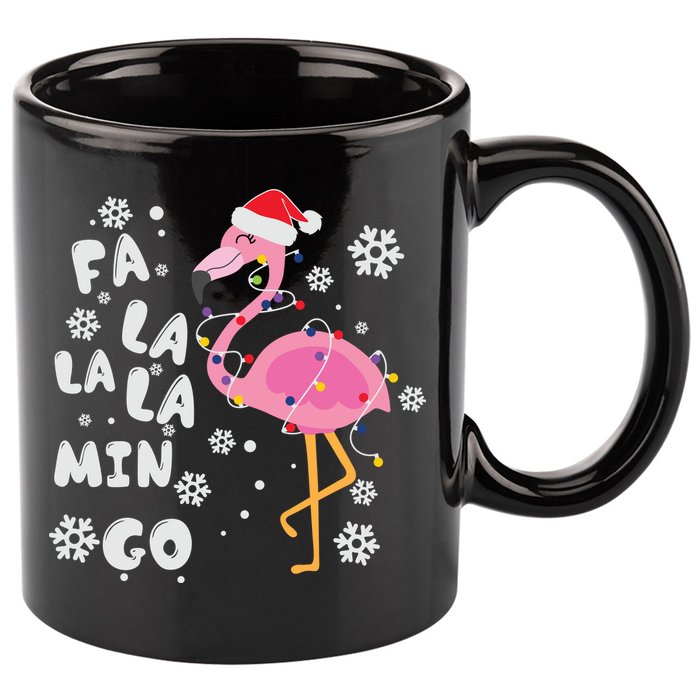 Christmas Flamingo Christmas Light Santa Hat Xmas 11oz C Handle Ceramic Mug