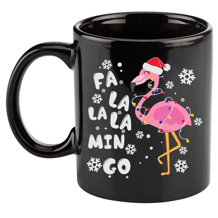 Christmas Flamingo Christmas Light Santa Hat Xmas 11oz C Handle Ceramic Mug