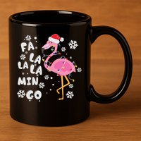 Christmas Flamingo Christmas Light Santa Hat Xmas 11oz C Handle Ceramic Mug