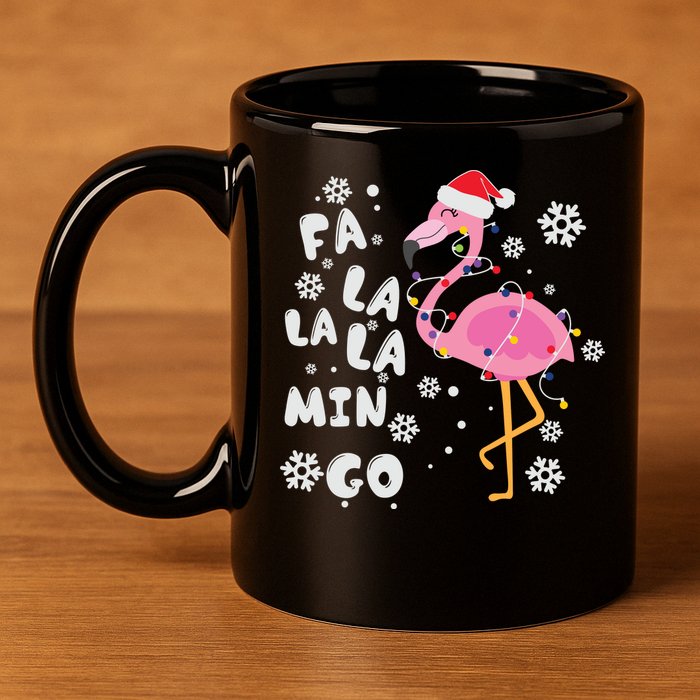 Christmas Flamingo Christmas Light Santa Hat Xmas 11oz C Handle Ceramic Mug