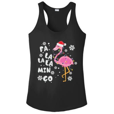 Christmas Flamingo Christmas Light Santa Hat Xmas Ladies PosiCharge Competitor Racerback Tank