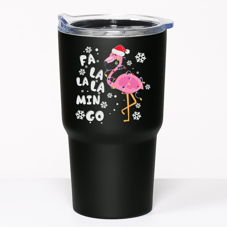 Christmas Flamingo Christmas Light Santa Hat Xmas Tumbler